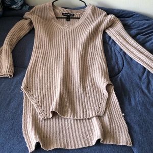 Beige knit high low top